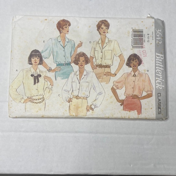 Butterick 3642 Pattern CUT 1990s Vintage Classics 5 Option Style Blouse - Picture 1 of 3